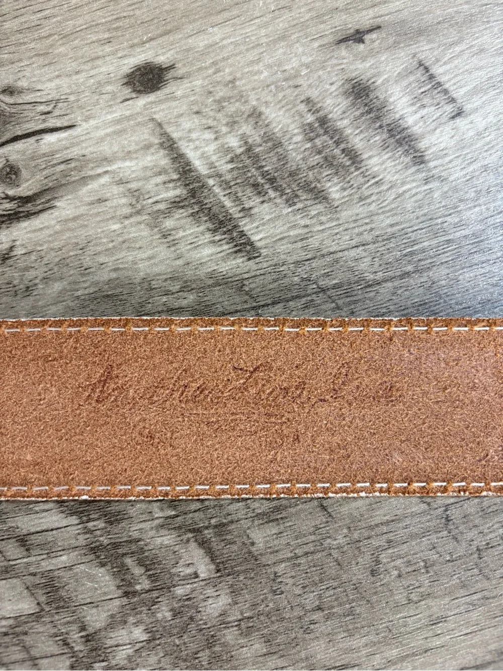 WESTERN White TOOLED Desert Flower OVAL Buckle LEATHER BELT
